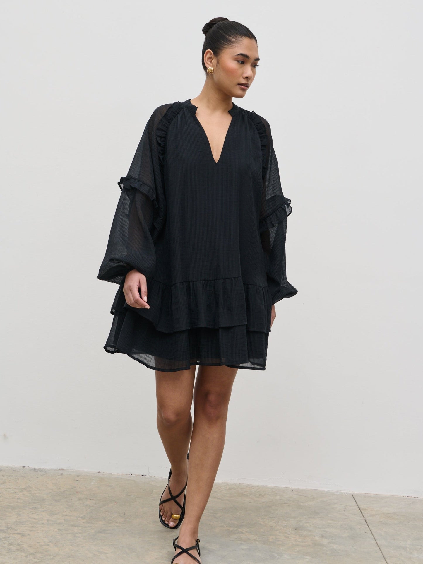 Betsy Long Sleeve Mini Dress - Black