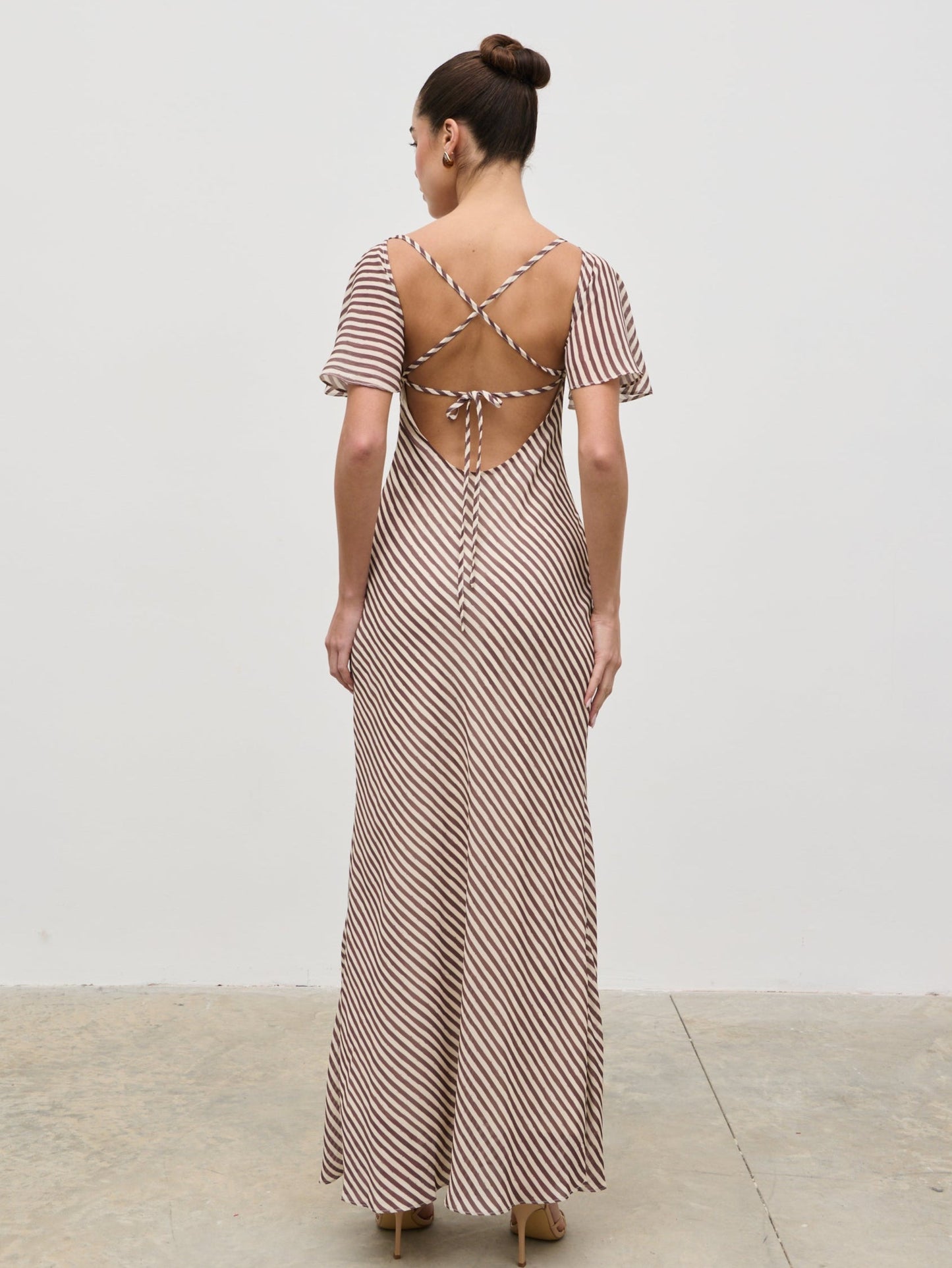 Jules Maxi Dress - Brown and Cream Stripe