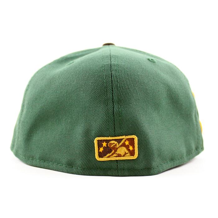 BRADENTON MARAUDERS B Logo New Era 59Fifty Fitted Hat (Glow in the Dark Pine Green Burnt Wood Gray Under Brim)