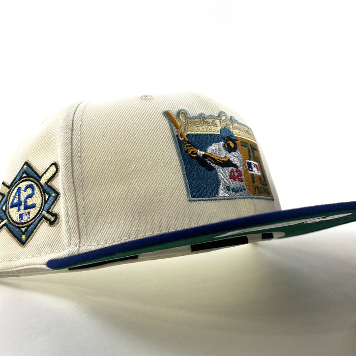 BROOKLYN DODGERS 75 JACKIE ROBINSON New Era 59Fifty Fitted Hat (Chrome White Royal Blue Green Under Brim)