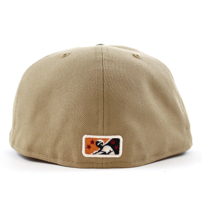 BUFFALO BISONS BISONS 25 Patch New Era 59Fifty Fitted Hat (CAMEL BLACK PINOT RED Under Brim)
