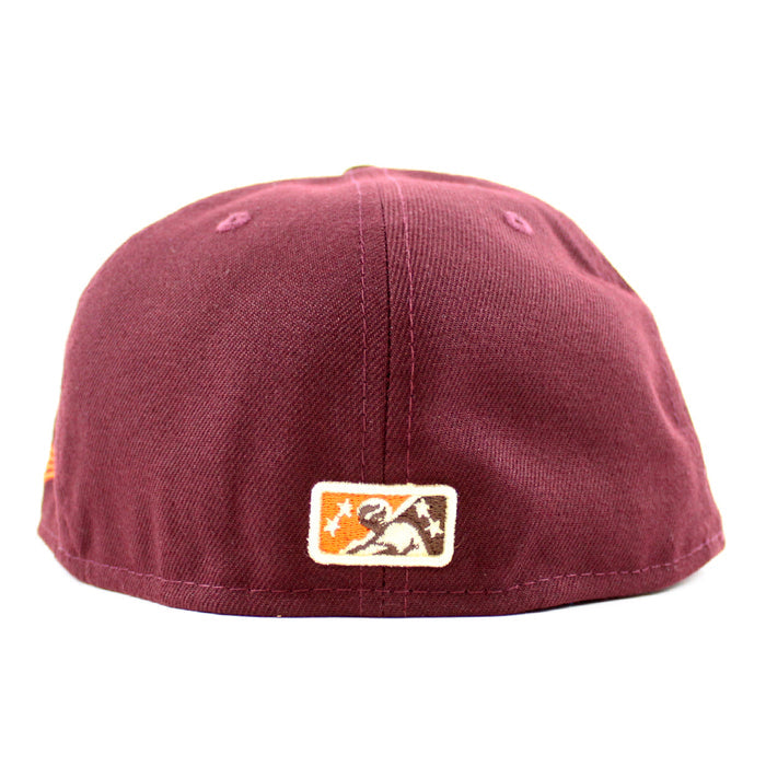 Buffalo Bisons BUFFALO New Era 59Fifty Fitted Hat (MAROON BLACK SATIN COUNTDOWN ORANGE Under Brim)