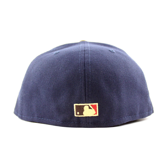 California Angels 25th Anniversary New Era 59Fifty Fitted Hat (NIGHT SHIFT NAVY WALNUT DOSCIENTOS BLUE UNDER BRIM)