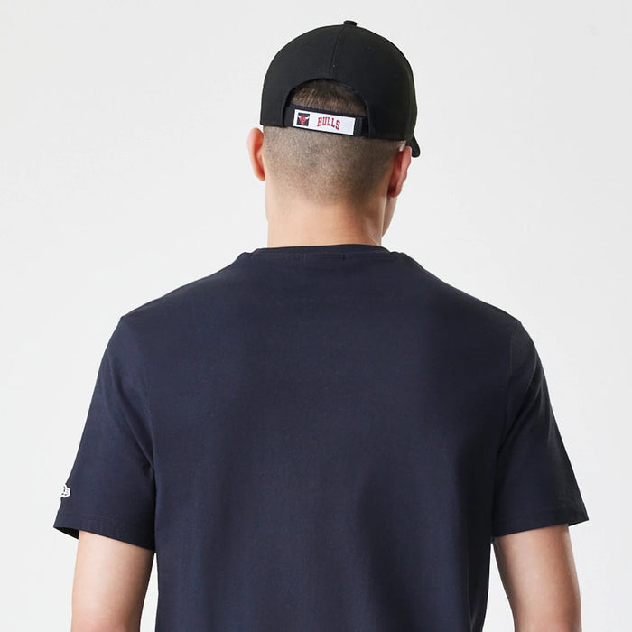 The Male model is wearing Chicago Bulls NBA Logo Black T-Shirt 7