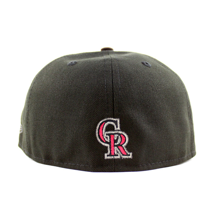Colorado Rockies 20th Anniversary New Era 59Fifty Fitted Hat ( Black BURNT WOOD Red Under Brim)