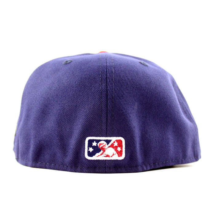 Kinston Indians Indians Patch New Era 59Fifty Fitted Hat (Navy Scarlet Red Green Under Brim)