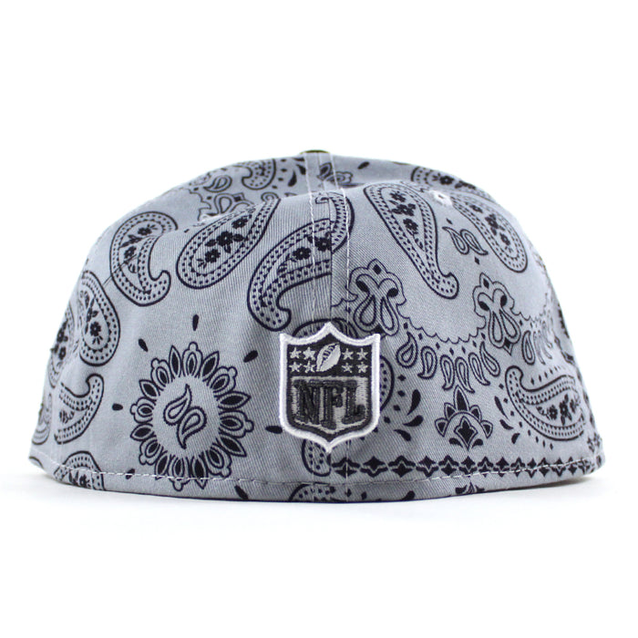 Las Vegas Raiders Super Bowl 50 New Era 59Fifty Fitted Hat (Paisley Gray Black Gray Under Brim)