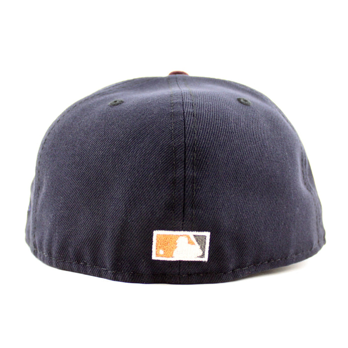 Los Angeles Dodgers 50th Anniversary DODGERS STADIUM New Era 59Fifty Fitted Hat (Navy Maroon Khaki Under Brim)