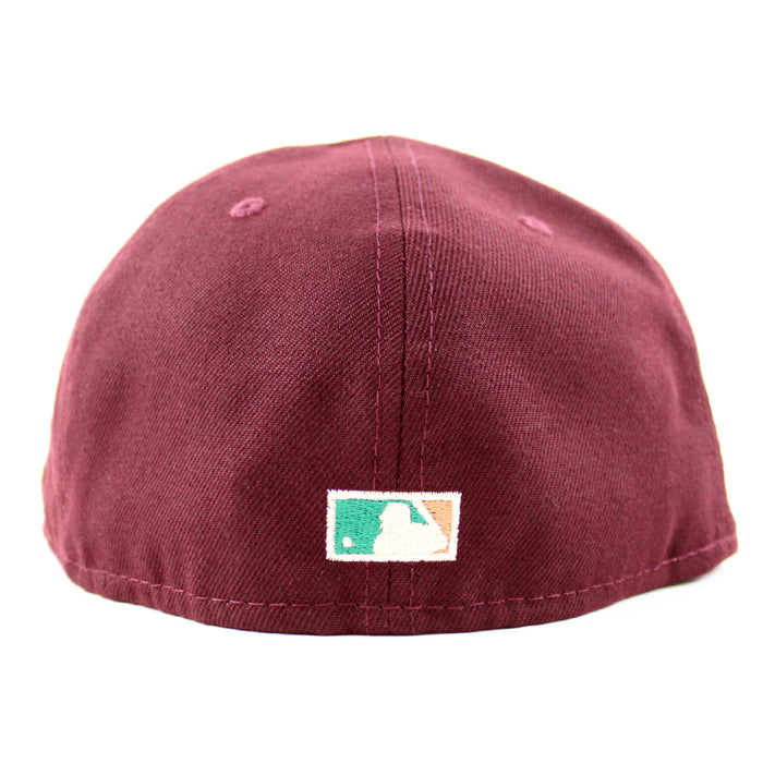 New York Mets 1962 METS 40TH ANNIVERSARY 2002 New Era 59Fifty Fitted Hat (MAROON PINE NEEDLE GREEN KHAKI Under Brim)