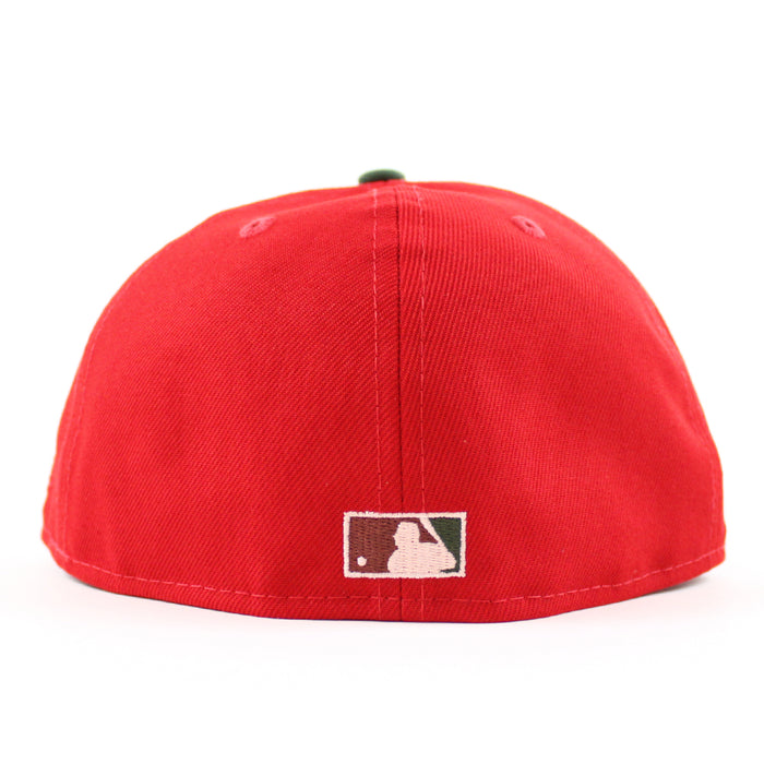 New York Mets 40TH ANNIVERSARY 1962-2002 New Era 59Fifty Fitted Hat (Scarlet Cilantro Green Under Brim)
