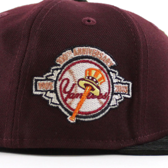 New York Yankees 1949 World Series 100TH ANNIVERSARY New Era 59Fifty Fitted Hat (Maroon Corduroy Gray Under Brim)