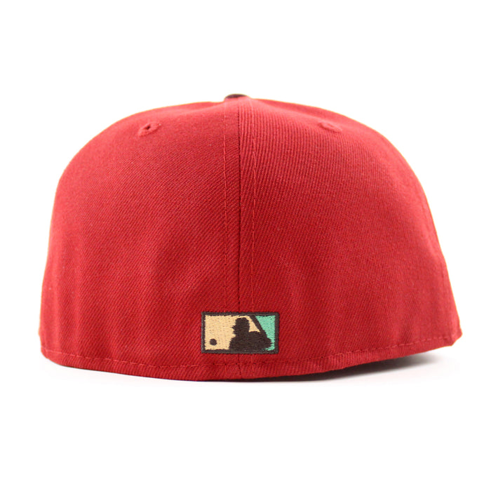 Oakland Athletics Swinging As New Era 59Fifty Fitted Hat (Red Maroon Bronze Under Brim)