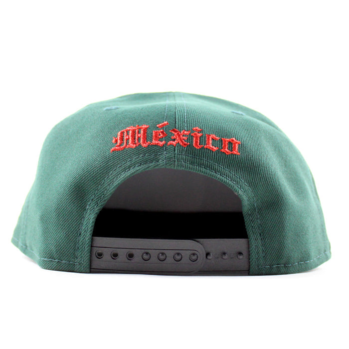 ROOSTER Mexico Flag New Era 9Fifty Snapback Cap (Dark Green Gray Under Brim)