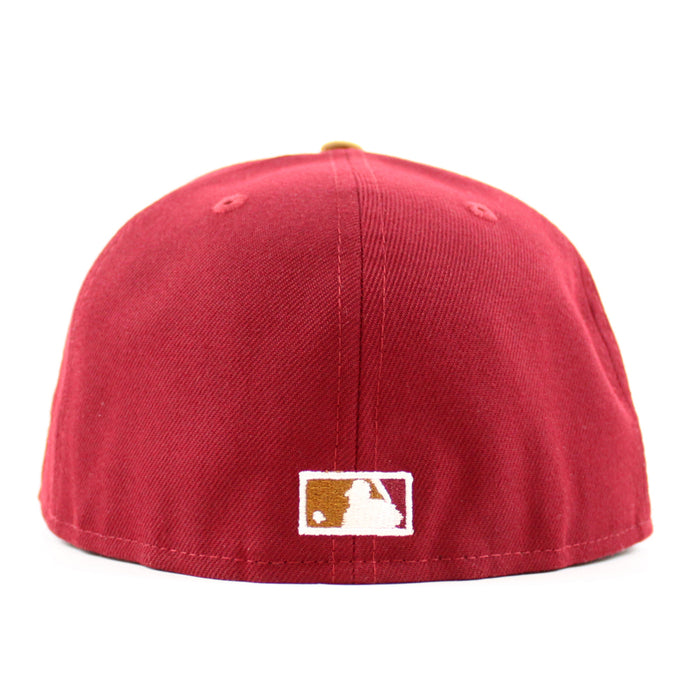 Texas Rangers Final Season Patch New Era 59Fifty Fitted Hat (Cardinal Peanut Gray Under Brim)