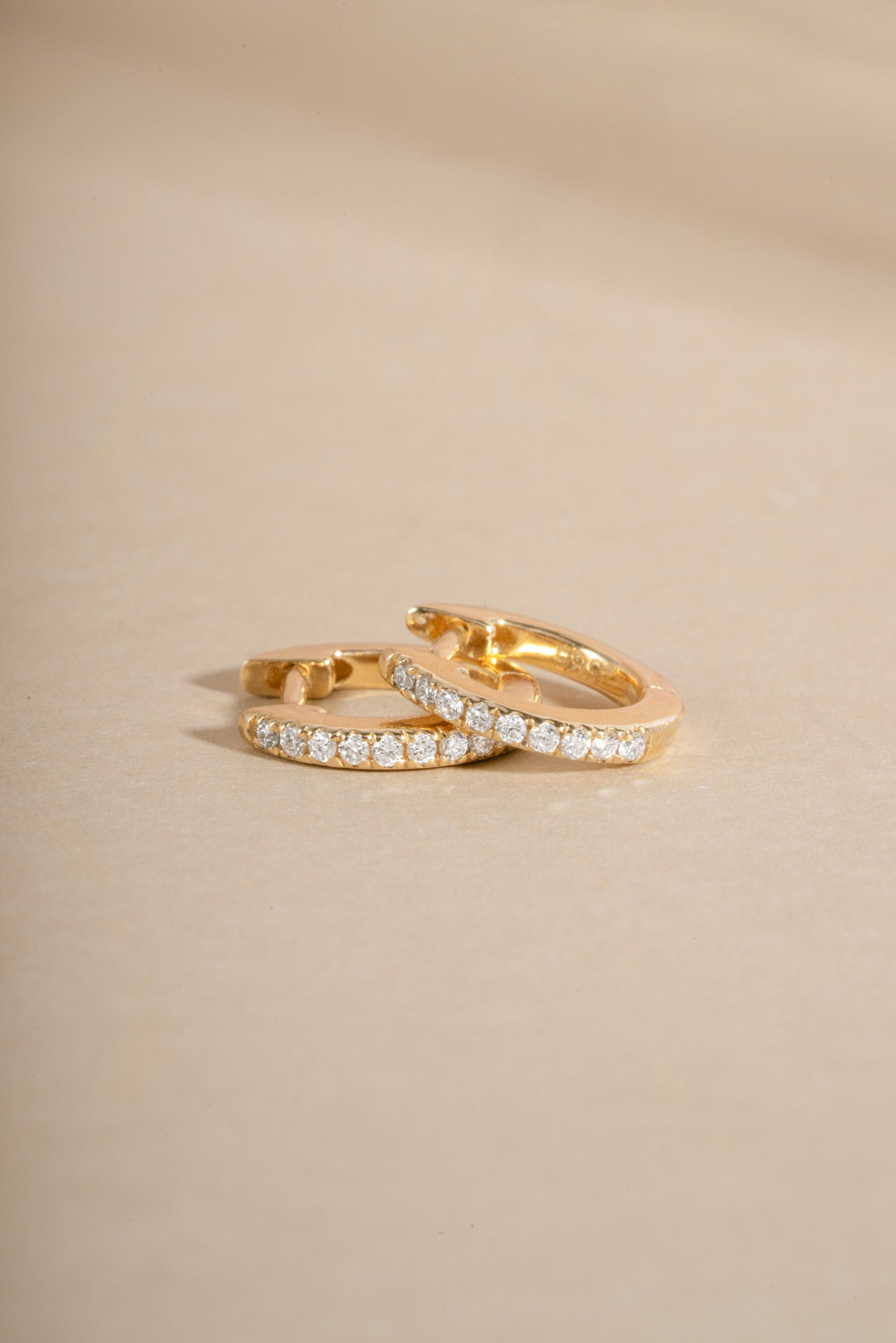 14K Solid Gold 8mm Pavé Lab Grown Diamond Huggies