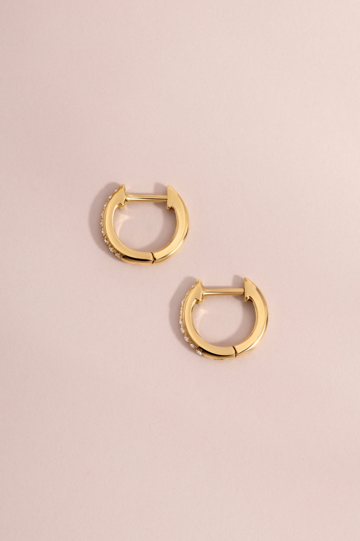 14K Solid Gold 8mm Pavé Lab Grown Diamond Huggies