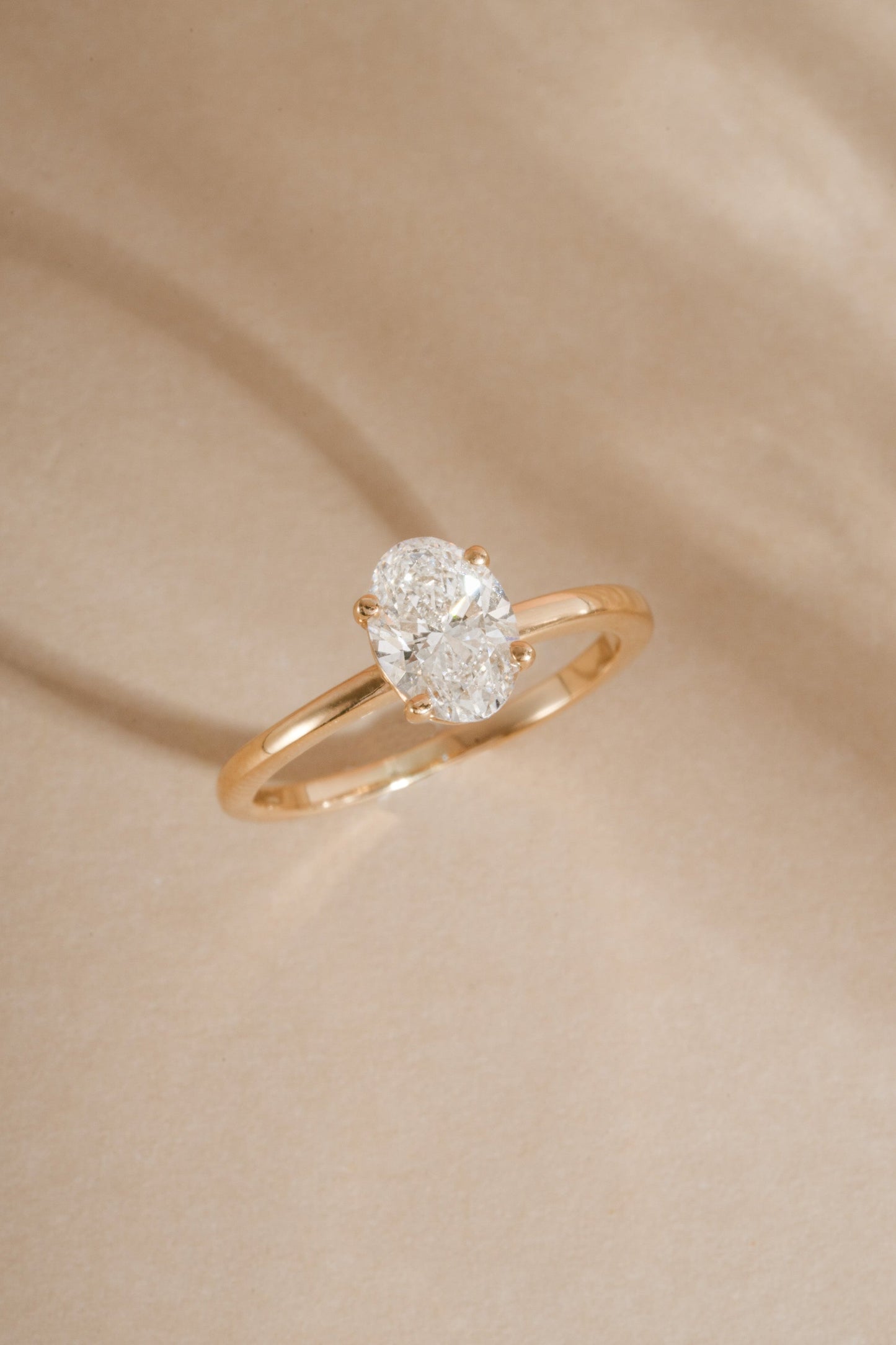 14K Solid Gold Oval Solitaire Lab Grown Diamond Ring