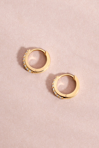 14K Solid Gold Two Row Lab Grown Diamond Huggies