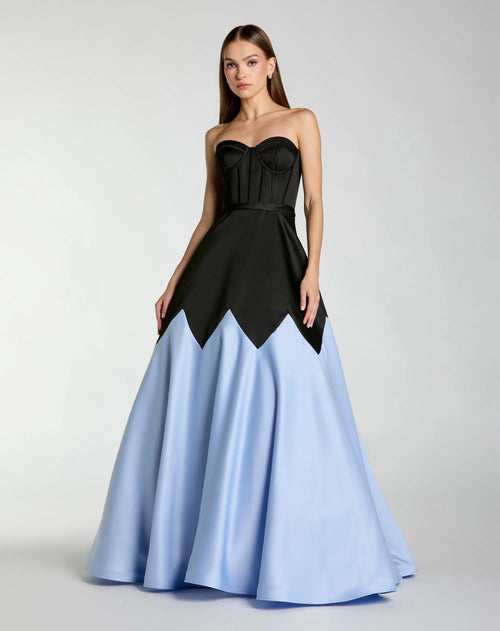 Black Satin Corset Ball Gown