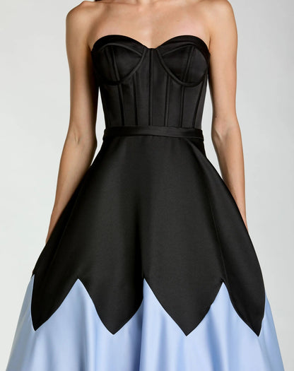 Black Satin Corset Ball Gown