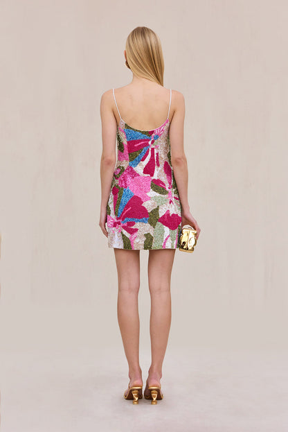 BEBE DRESS - FLORAL ROSETTE