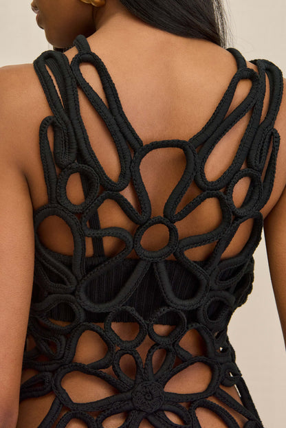 DANICA CROCHET TOP - BLACK