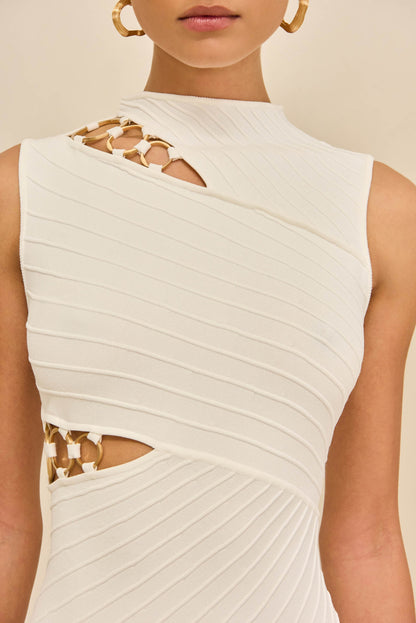 DIMETRIA KNIT DRESS - OFF WHITE