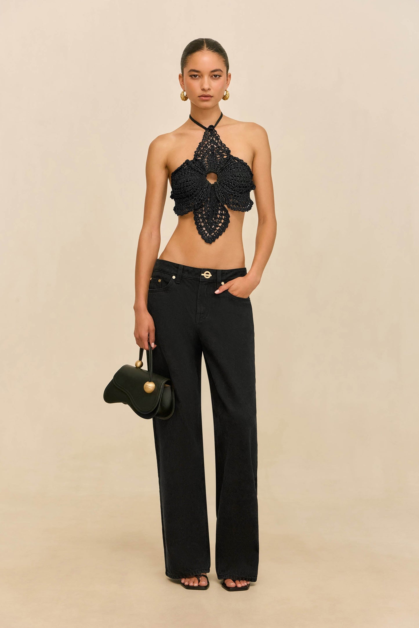 DARLENA CROCHET TOP - BLACK