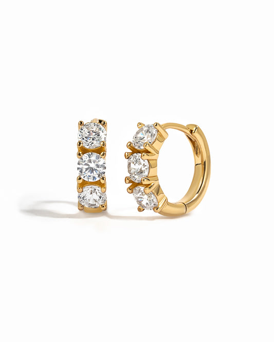 Bella 3 Stone Huggie Hoops