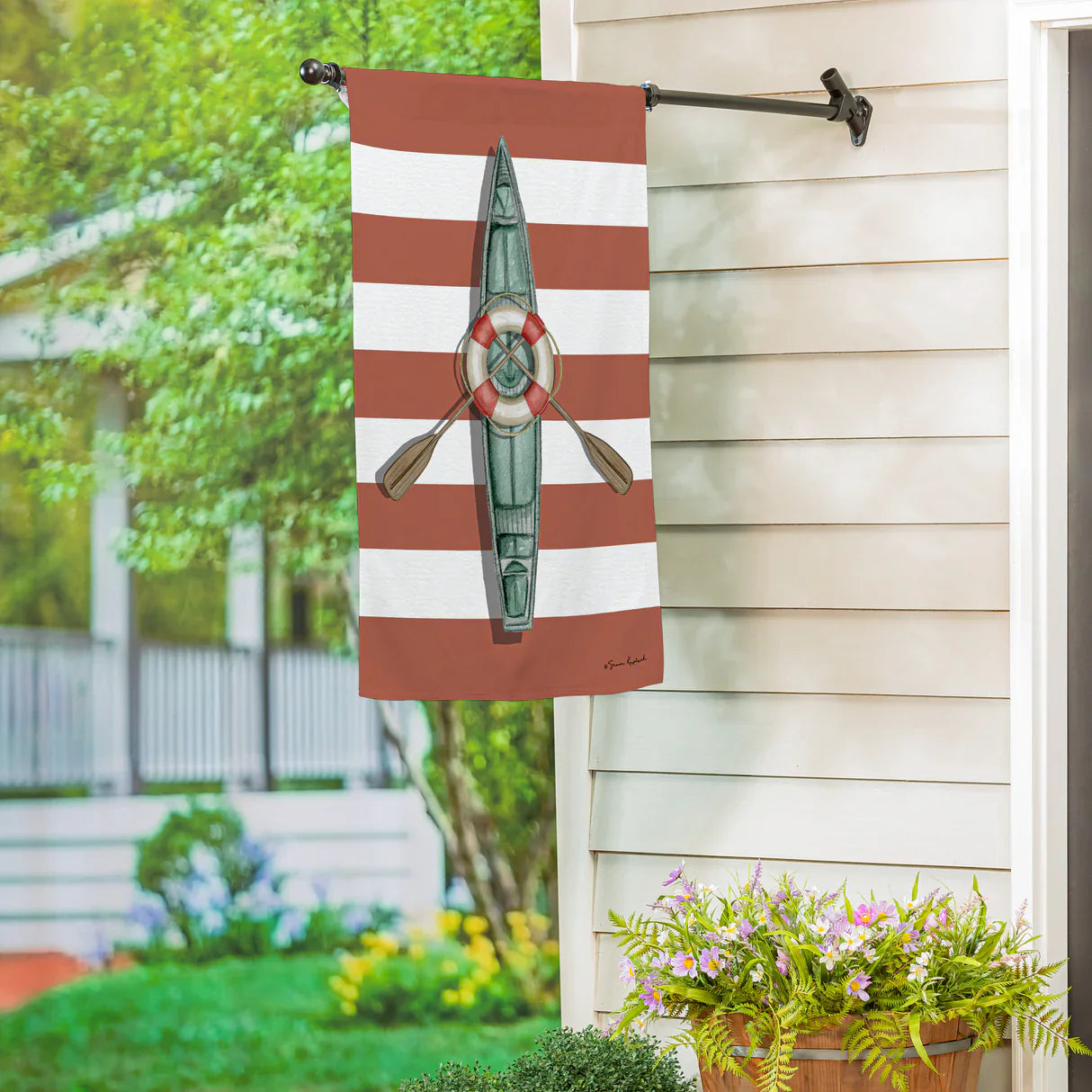 Oars & Canoe Front Back Suede Garden Flag