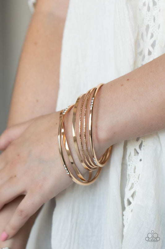 Lock, STACK, and Barrel - Gold Paparazzi Accessories