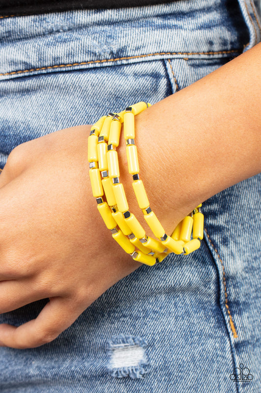 Radiantly Retro - Yellow Paparazzi Accessories