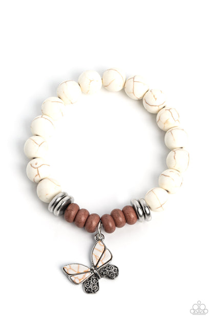 Bold Butterfly - White Paparazzi Accessories