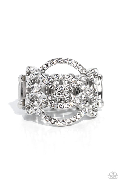 Interlocked Impression - White Paparazzi Accessories