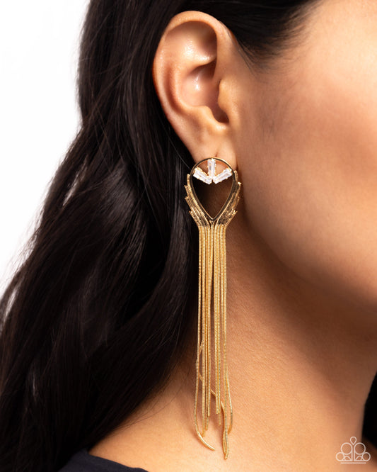 Elongated Effervescence - Gold Paparazzi Accessories