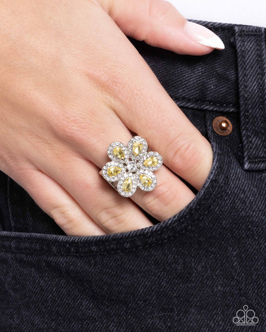 Petaled Promenade - Yellow Paparazzi Accessories