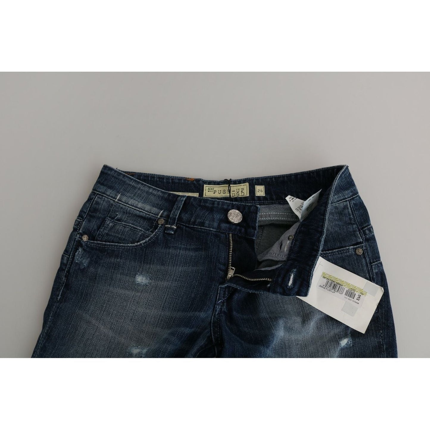 Acht Cotton Blue Washed Low Waist Skinny Cropped Jeans