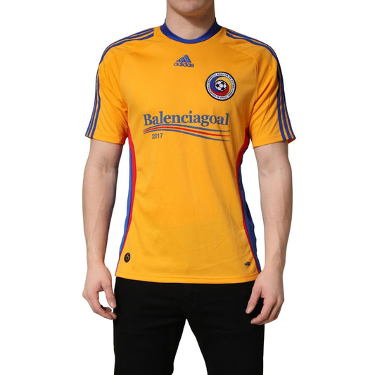 Adidas Yellow Polyester Balenciagoal CrewNeck Jersey T-shirt