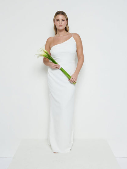 Amelia Crepe Maxi Bridesmaid Dress - Ivory