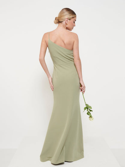 Amelia Crepe Maxi Bridesmaid Dress - Olive