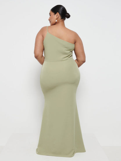 Amelia Crepe Maxi Bridesmaid Dress Curve - Olive