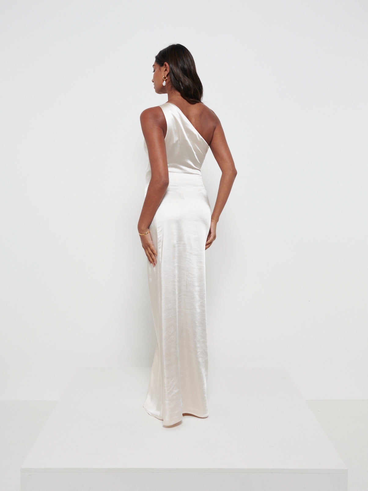 Amelia Ruched Maxi Bridesmaid Dress - Matte Champagne