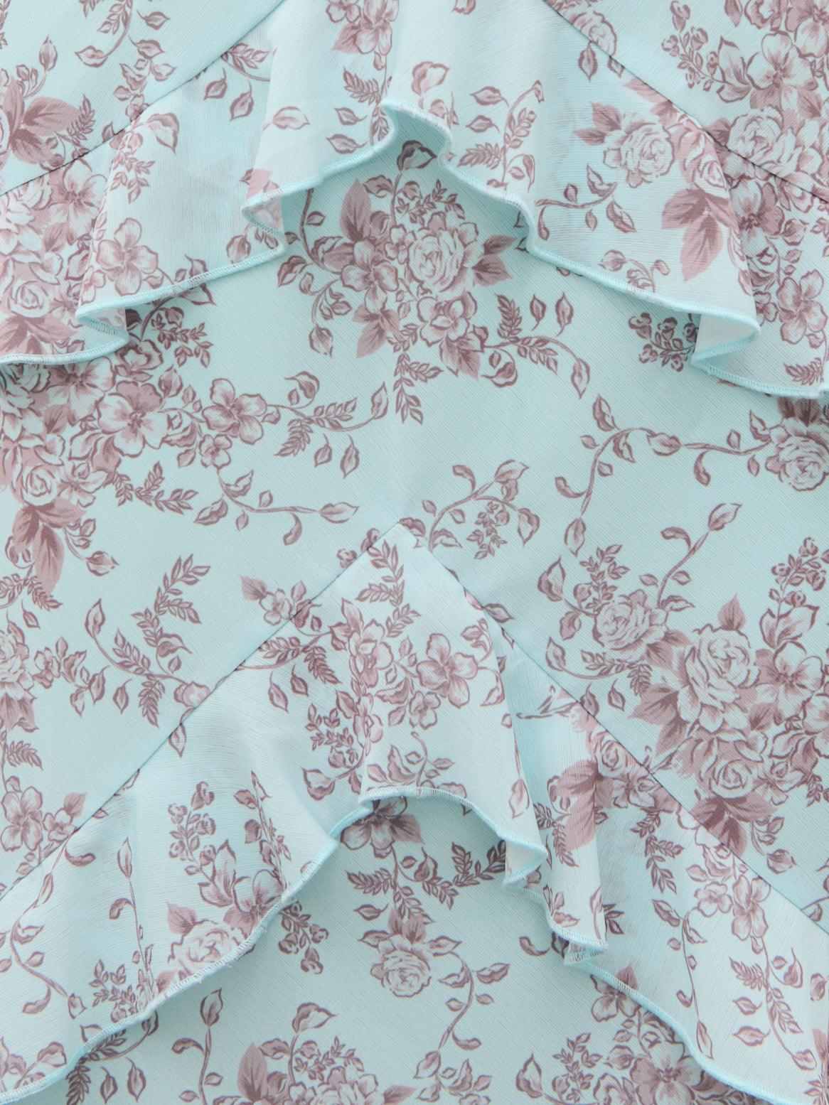Aurelia Ruffle Maxi Dress - Seaspray and Brown Floral