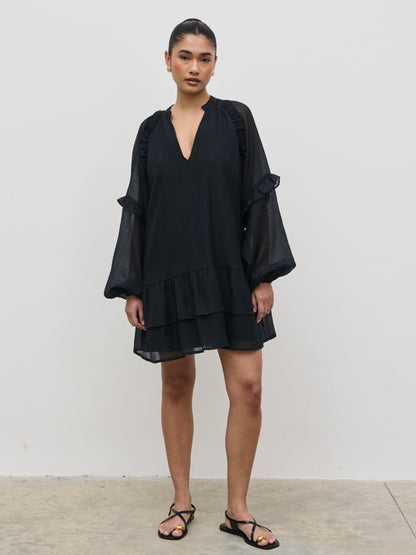 Betsy Long Sleeve Mini Dress - Black