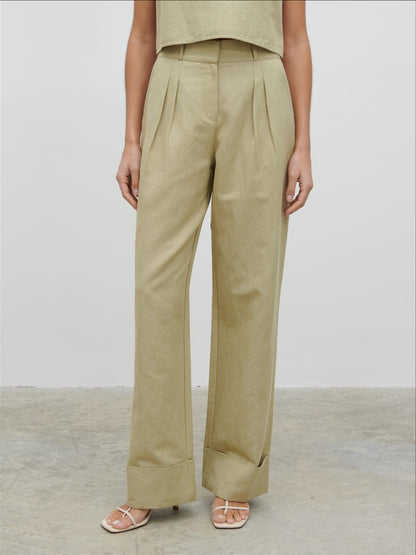 Bryony Linen Trousers - Olive
