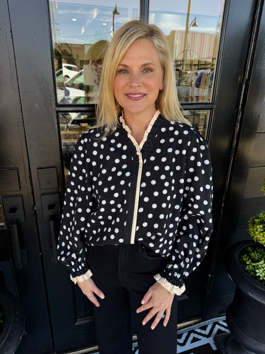 Candace Polka Dot Top - Black