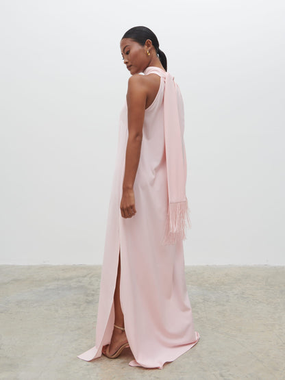 Cora Fringed Maxi Dress - Blush