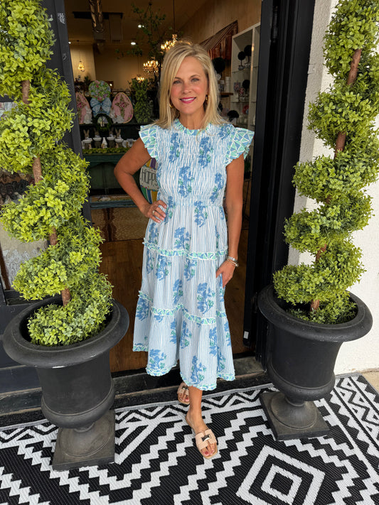 Perin Smocked Midi Dress