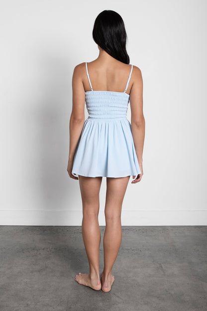 SMOCKED MINI DRESS
