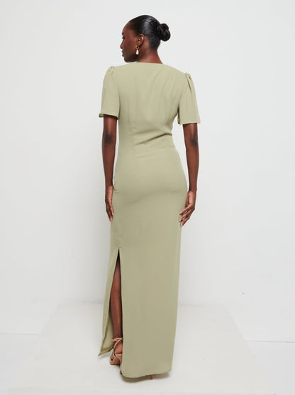 Edie Chiffon Maxi Bridesmaids Dress - Olive